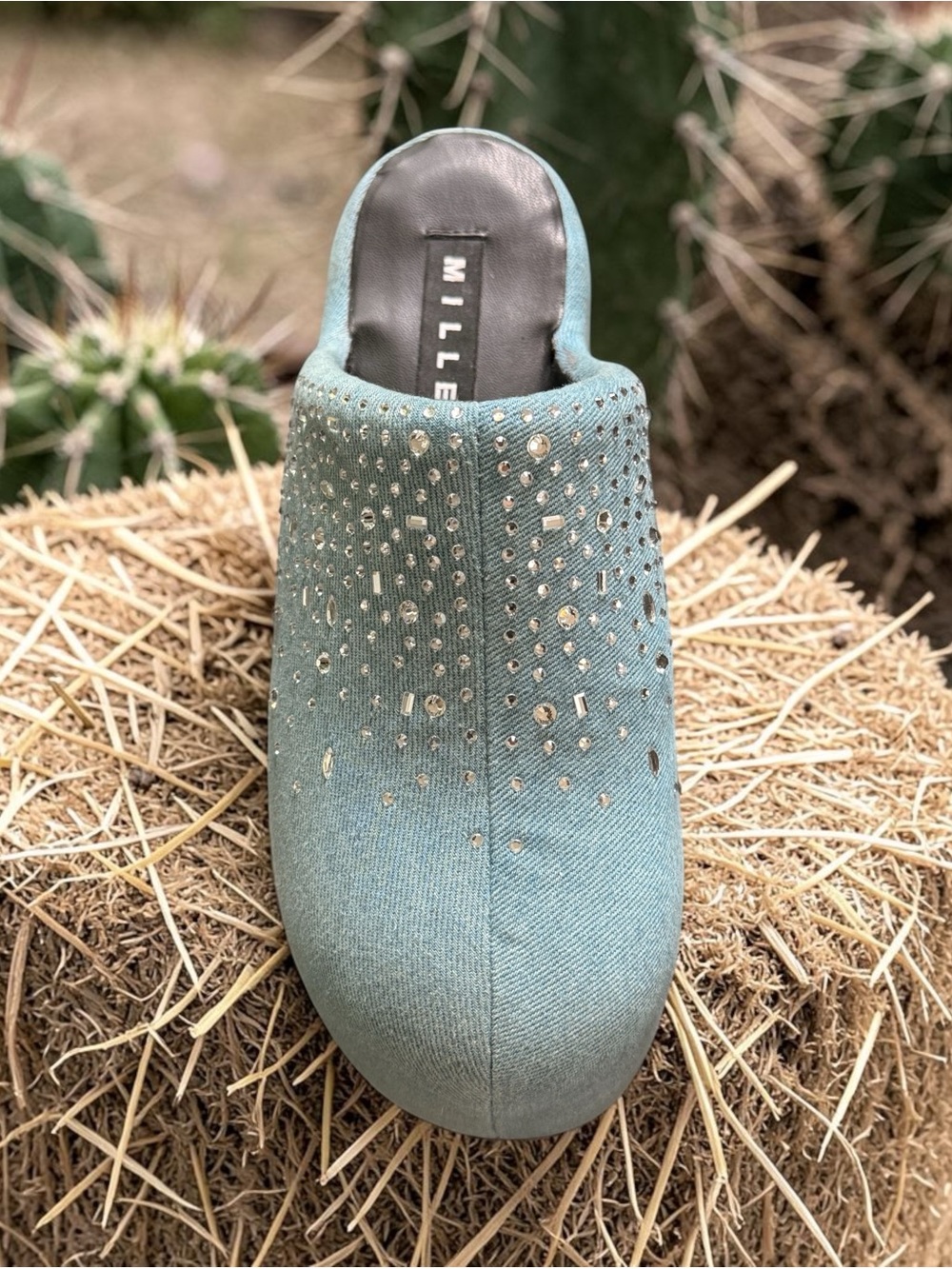 Simon Miller Light Blue Crystal-Embellished Platform Mules